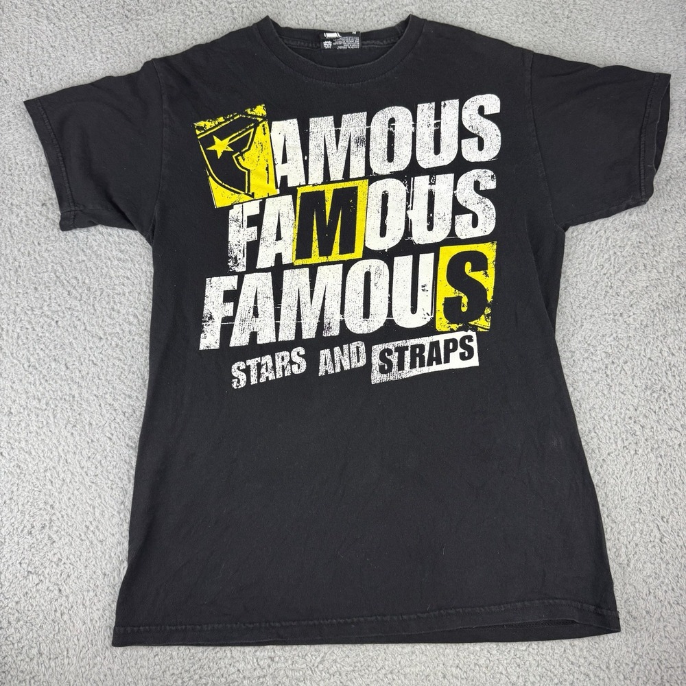 Famous Stars And Straps Vintage Y2k Spellout Shirt‎ Men's Size Medium Black
